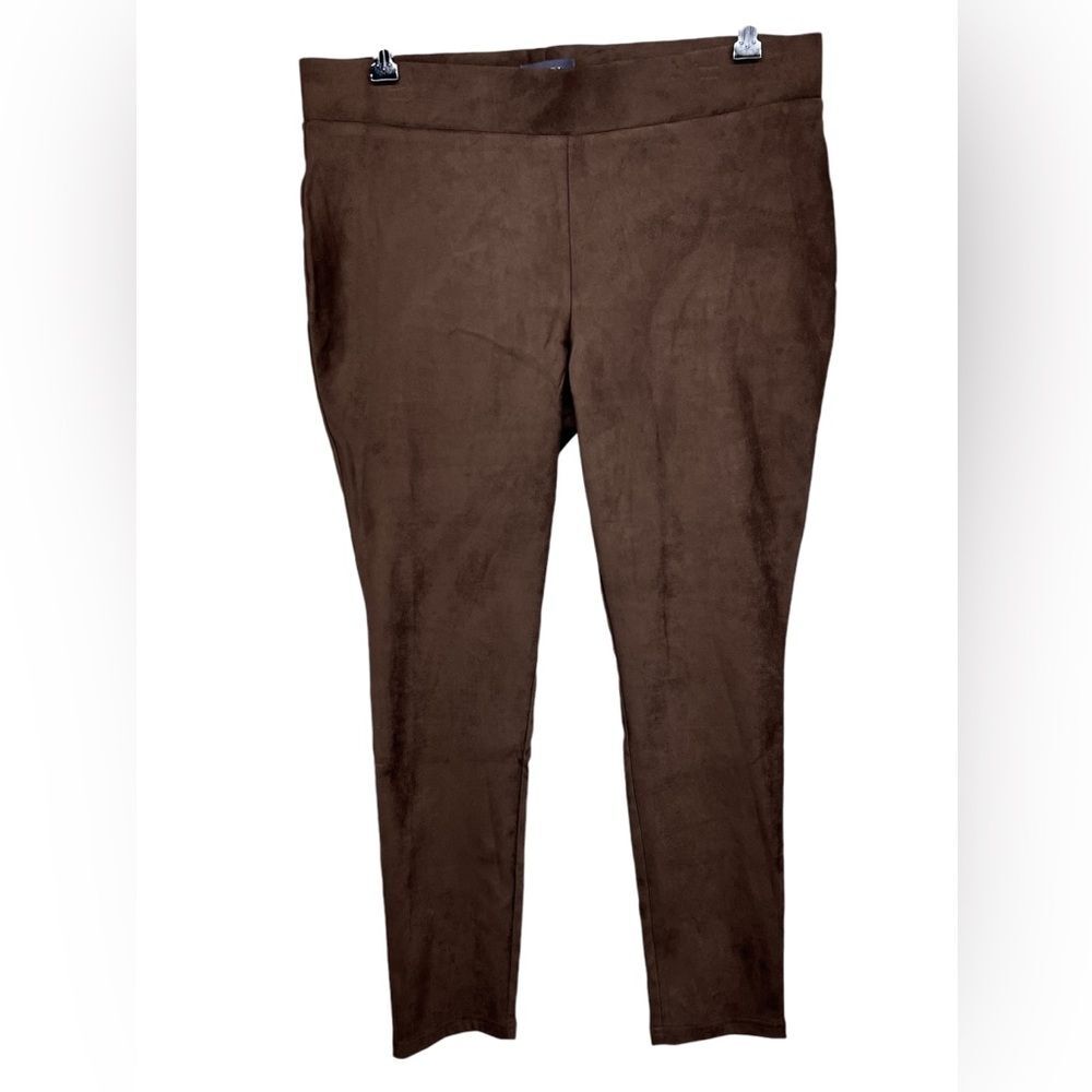 NYDJ Basic  Faux Suede Stretch Legging Pants in Dark Chocolate Womens 12 Petite
